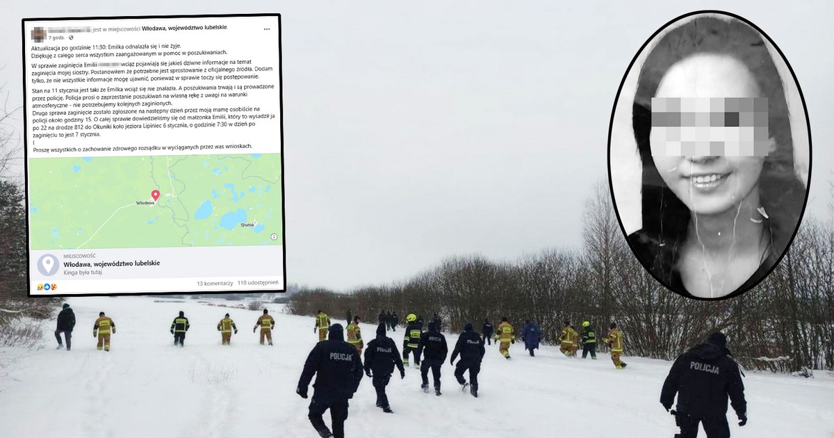 Zaginiona Emilia z Włodawy nie żyje. Wymowny wpis brata 37-latki