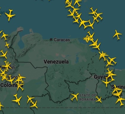 Przestrzeń powietrzna nad Wenezuelą (godz. 7:53 czasu polskiego)