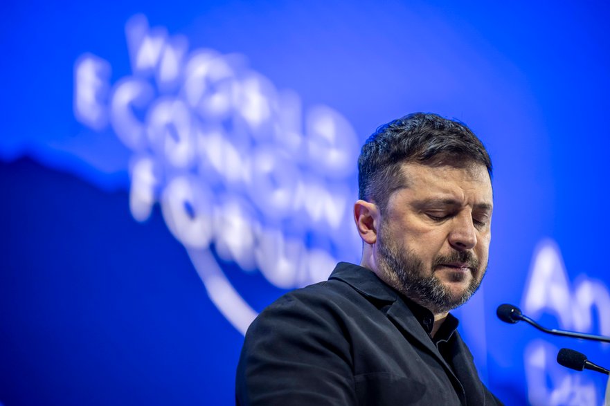 Wołodymyr Zełenski, prezydent Ukrainy, podczas Światowego Forum Ekonomicznego w Davos, 22 stycznia 2026 r.