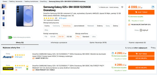 Polskie ceny Samsunga Galaxy S25+