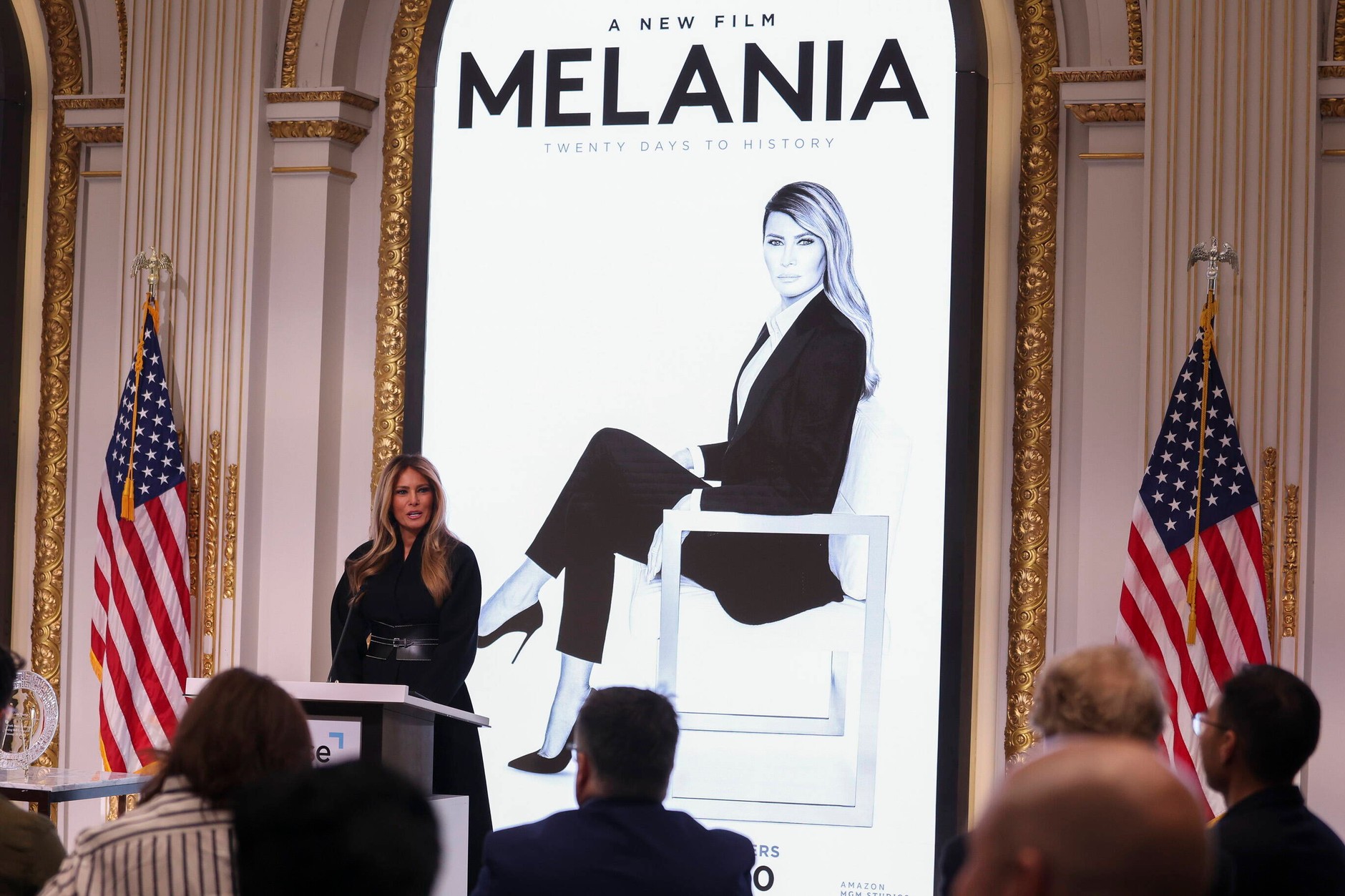 Melania Trump podczas przemówienia na nowojorskiej giełdzie papierów wartościowych 28 stycznia 2026 r. 
