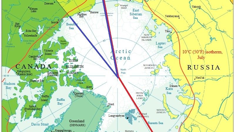Obecny udział USA, przy podziale Arktyki, według rosyjskiego punktu widzenia