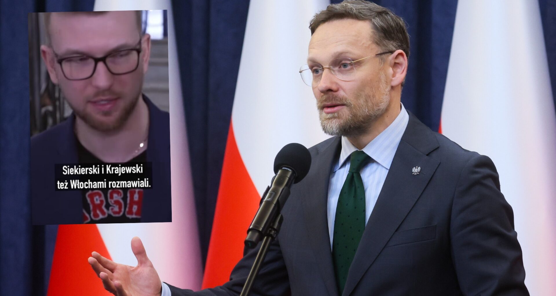 Zbigniew Bogucki, pracownik TV Republika Adrian Borecki (fot. screen: TikTok/justyna.dobrosz_oracz)