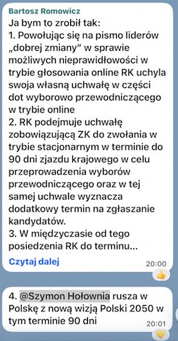 Wiadomość Bartosza Romowicza