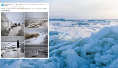 Ogromne lodowe góry na Bałtyku. Torosy przyciągnęły setki turystów