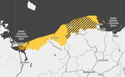 Nad samym morzem zapowiadany jest też bardzo silny wiatr