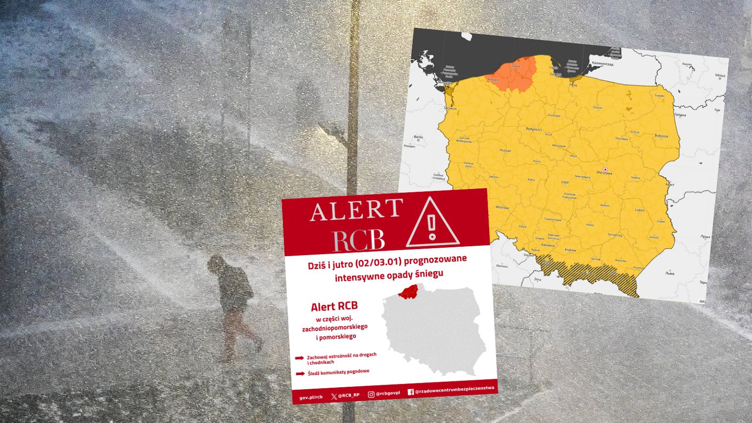 Zima nie odpuszcza. Alerty RCB i IMGW ws. śniegu i wiatru. Cała Polska na żółto i pomarańczowo