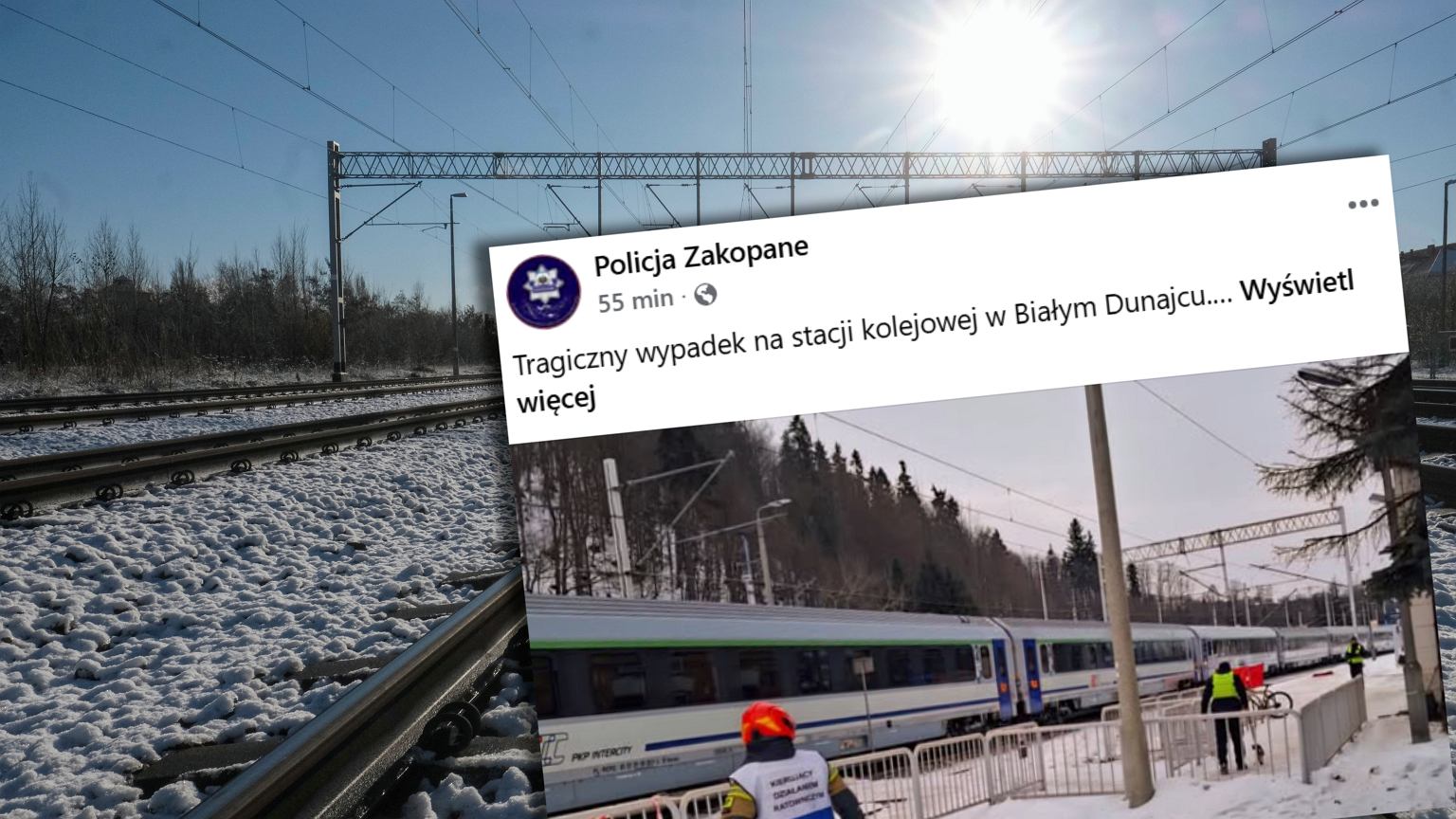 Śmiertelny wypadek na torach w Białym Dunajcu. Pociąg potrącił człowieka. 'Kolejowa zakopianka zablokowana'