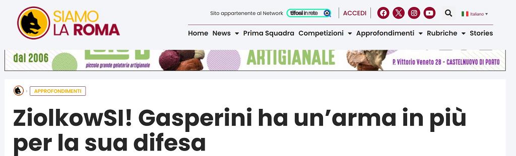 Tytuł artykułu o Ziółkowskim we włoskich mediach