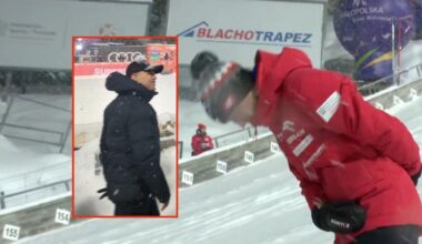 Nawrocki przedarł się do Stocha i razem zaśpiewali hymn. Tego nie było w telewizji