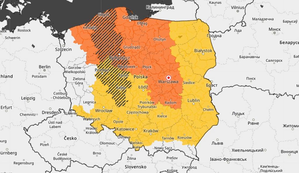 Mapa ostrzeżeń IMGW