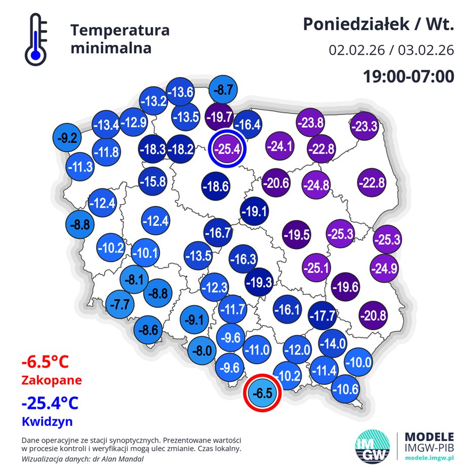 Dziś rano temperatura znowu spadła do -25 st. C