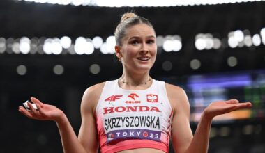 Pia Skrzyszowska, polska lekkoatletka, podczas zawod&oacute;w.