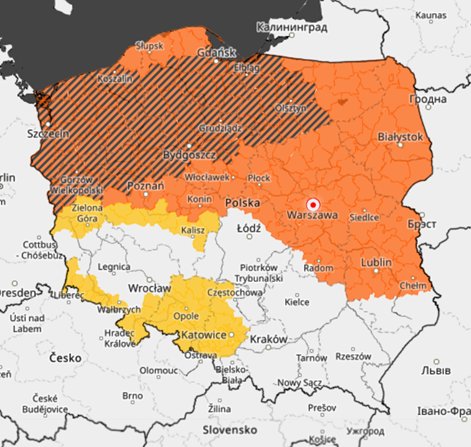 Aktualne ostrzeżenia IMGW przed marznącymi opadami