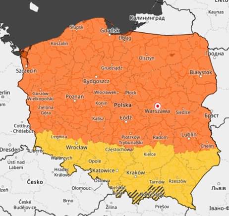 Ostrzeżenia IMGW przed opadami marznącymi powodującymi gołoledź