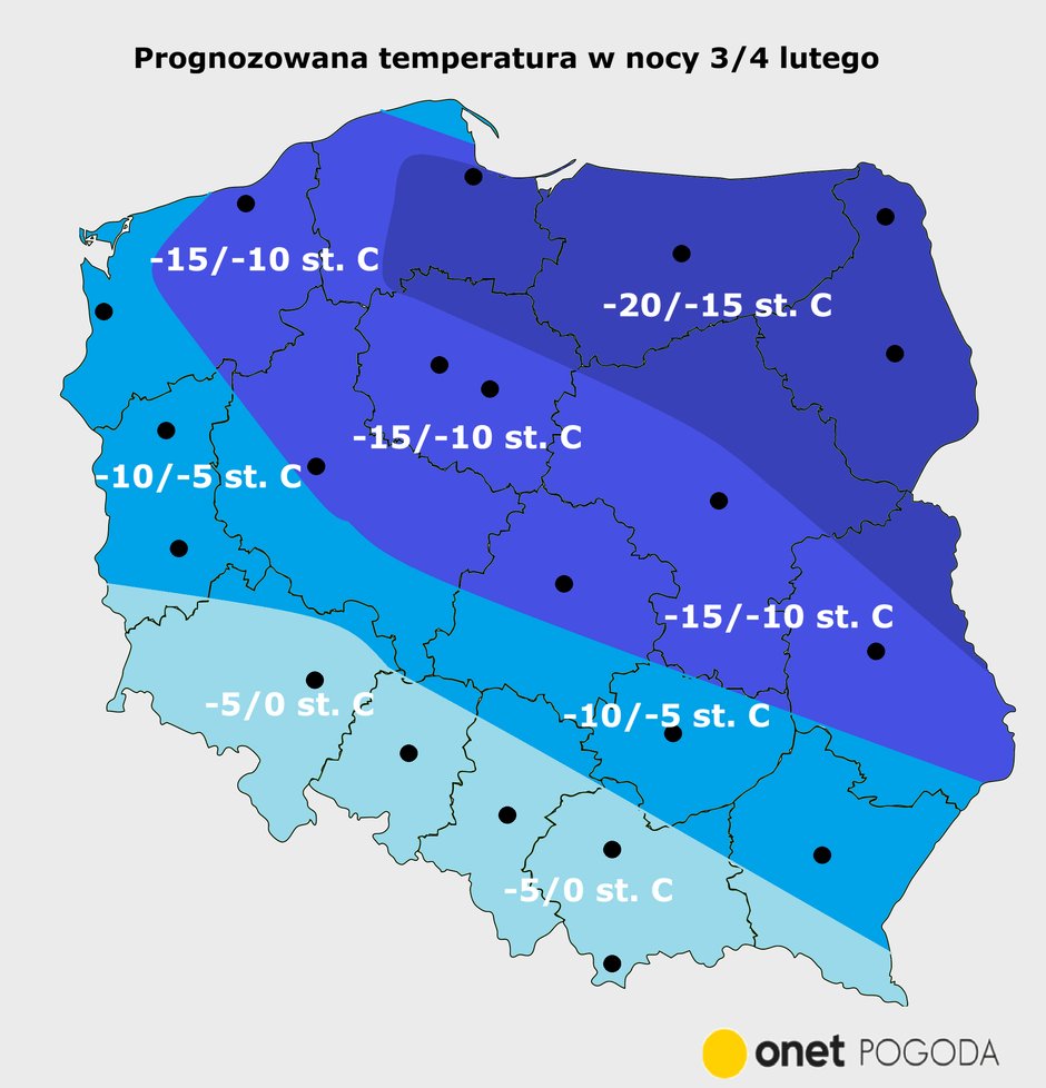 Najbliższa noc najzimniejsza będzie znów na północnym wschodzie, ale nie będą to już aż tak potężne spadki, jak ostatnio
