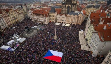 Demonstracja poparcia dla prezydenta w Pradze