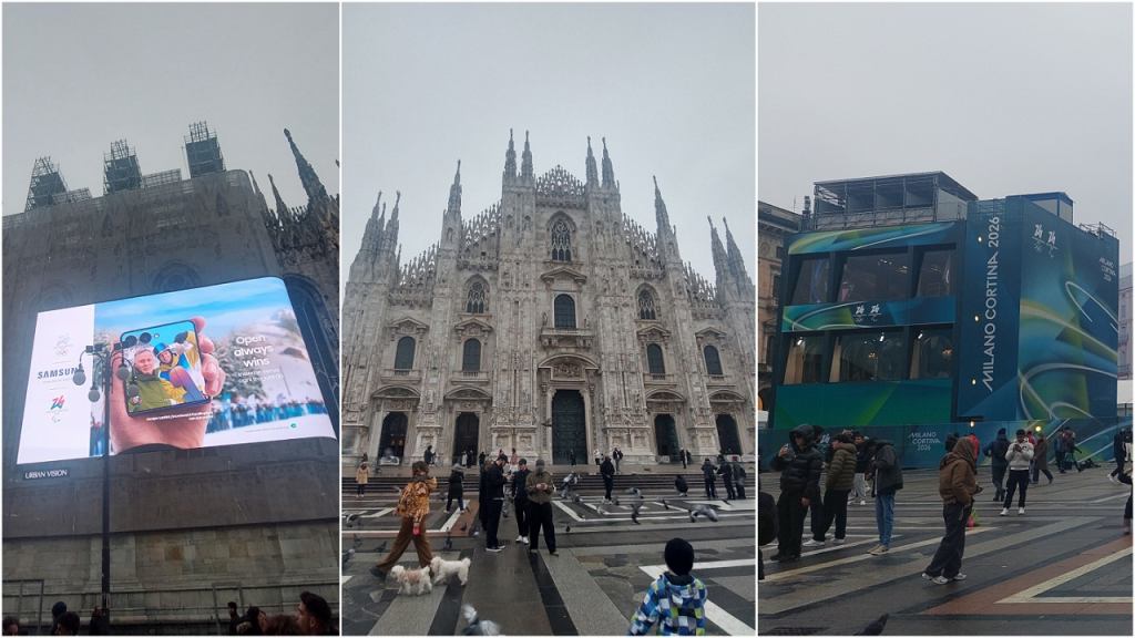 Plac przed katedrą Duomo di Milano w Mediolanie