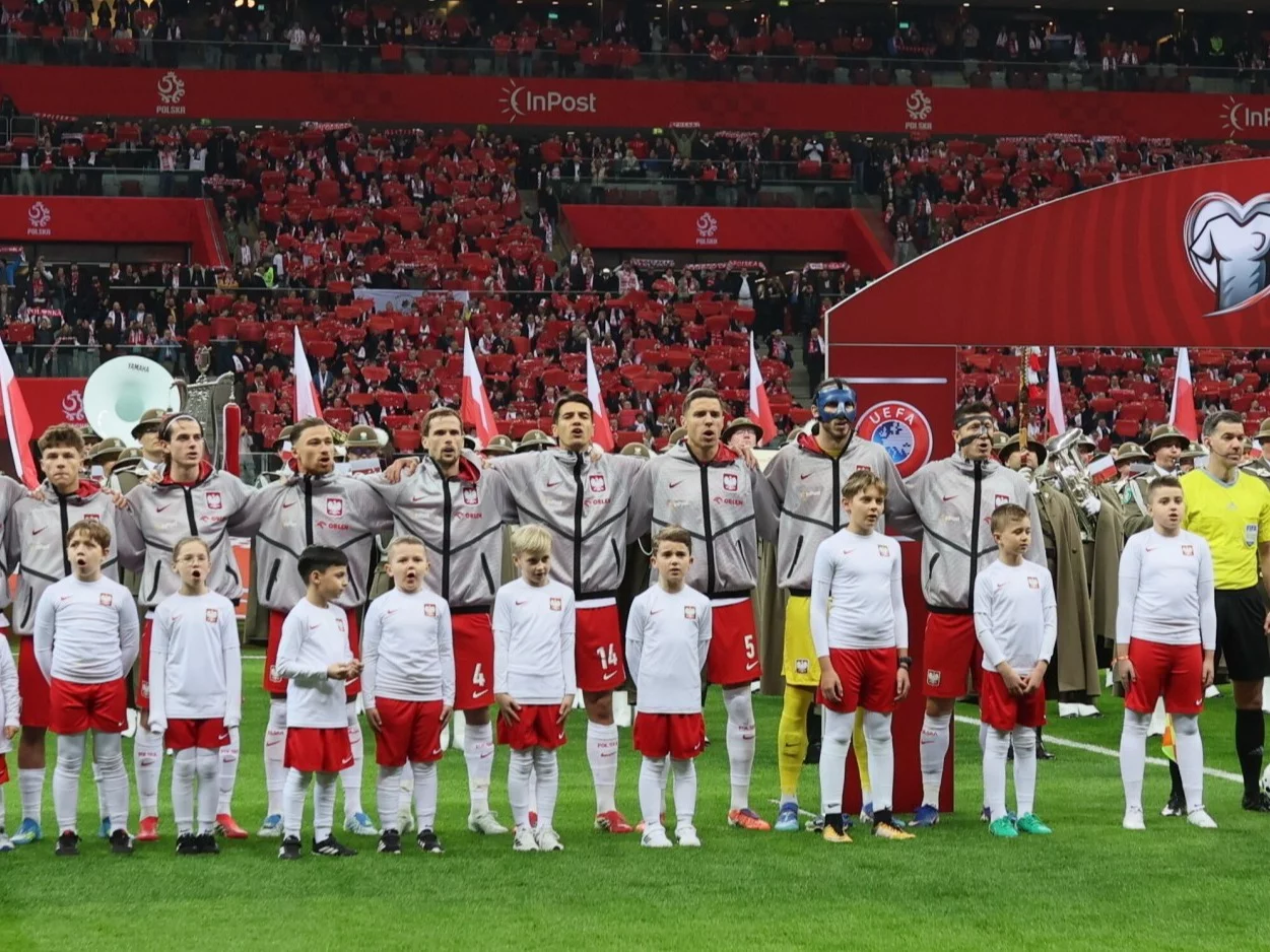 Reprezentacja Polski podczas meczu z Albanią