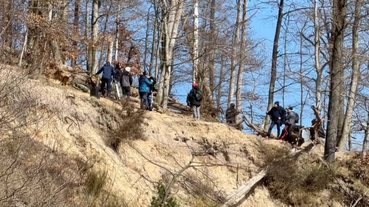 Ekipa filmowa na klifie w Orłowie