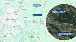 Pożar wybuchł w okolicy Międzylesia (powiat wołomiński) i rozprzestrzenił się w kierunki Stanisławowa (powiat miński) 