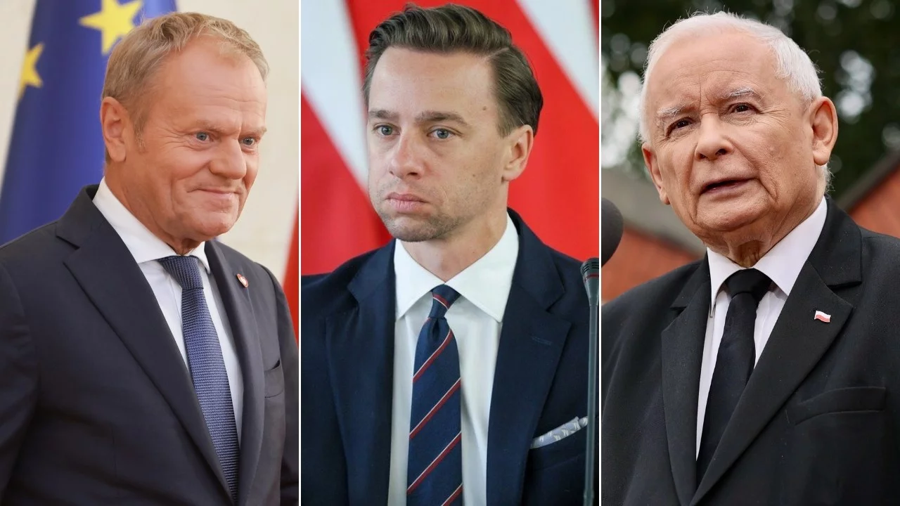 Donald Tusk, Krzysztof Bosak i Jarosław Kaczyński