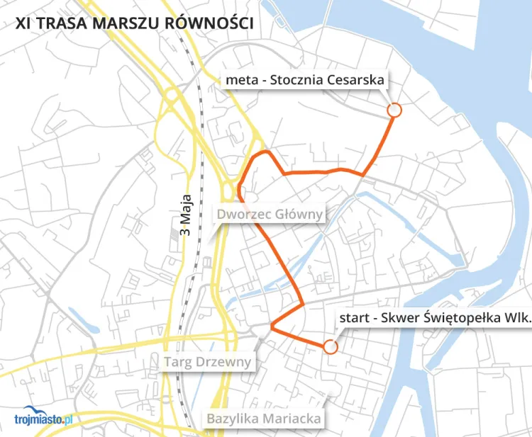 Trasa Marszu Równości.
