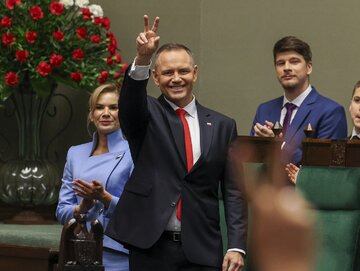 Karol Nawrocki podczas uroczystości zaprzysiężenia na prezydenta