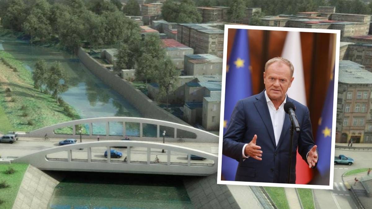 Donald Tusk na otwarciu mostu w Głuchołazach