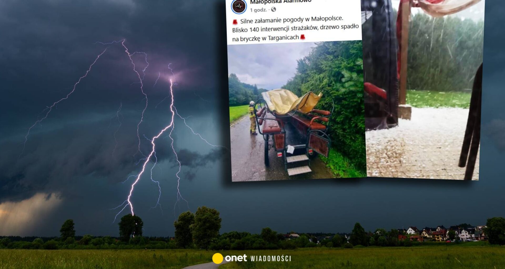 Burze w Polsce. Gradobicie, przewrócone łodzie i powalone drzewa, są ranni