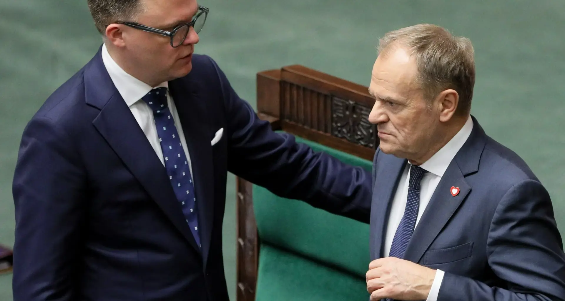 Marszałek Sejmu Szymon Hołownia i premier Donald Tusk
