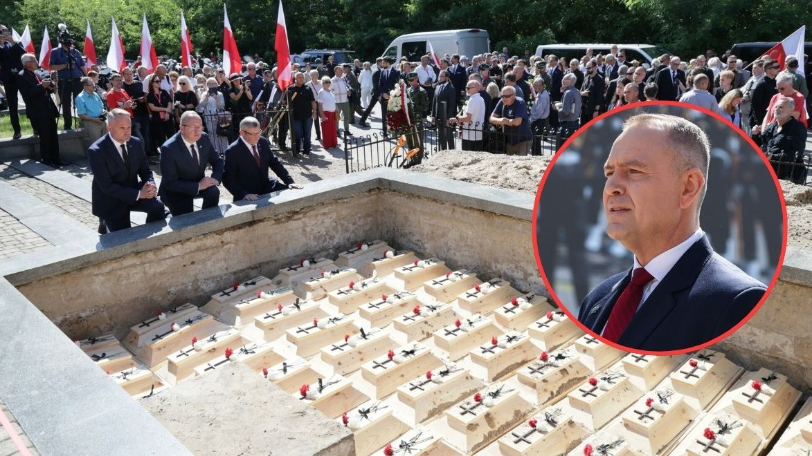 Pochowano 55 ofiar zbrodni wołyńskiej. Nawrocki ostrzega przed banderyzmem
