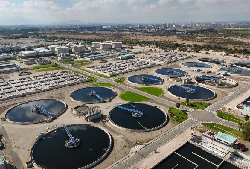 Aerial view wastewater treatment plant known biofactories