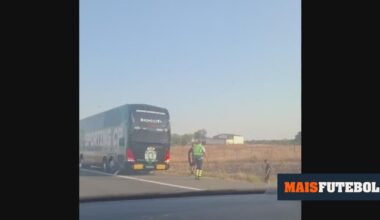 Veja o autocarro do Sporting após o rebentamento do pneu - Maisfutebol
