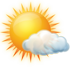 Sol com algumas nuvens. 