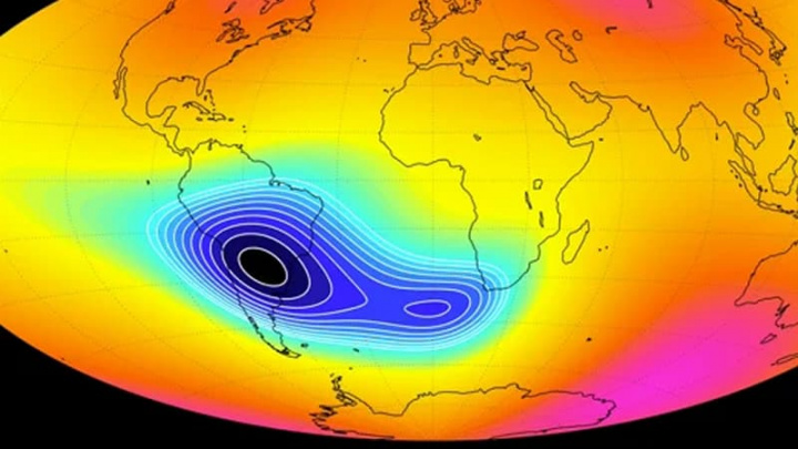 Imagem da NASA referente à Anomalia do Atlântico Sul