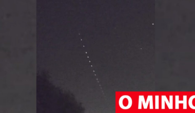 Comboio de satélites de Elon Musk no céu noturno de Braga registado em vídeo de um minuto