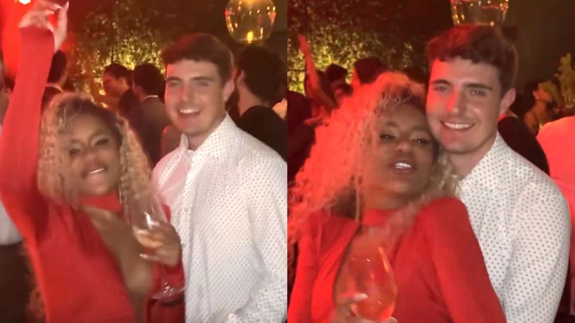 Cariúcha e filho de Gugu são flagrados aos beijos em festa de João Silva; veja imagens