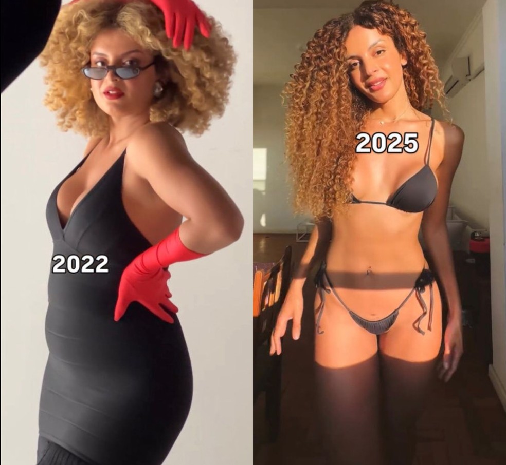Gabriela Loran em 2022 e atualmente — Foto: Reprodução/Instagram