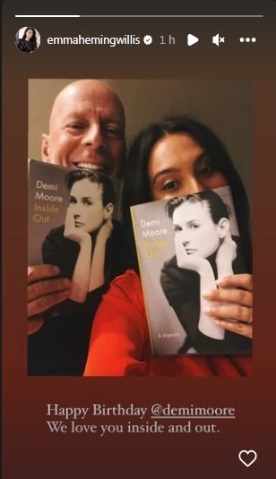Bruce Willis celebra aniversário de Demi Moore ao lado da mulher — Foto: Reprodução/Instagram