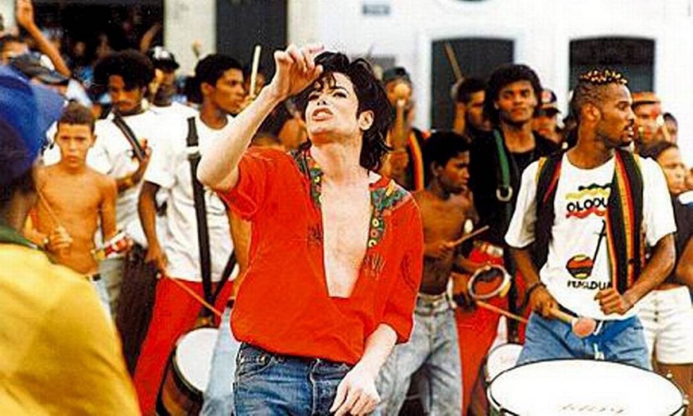 Gravação do clipe de Michael Jackson com Olodum, no Pelourinho — Foto: Divulgação