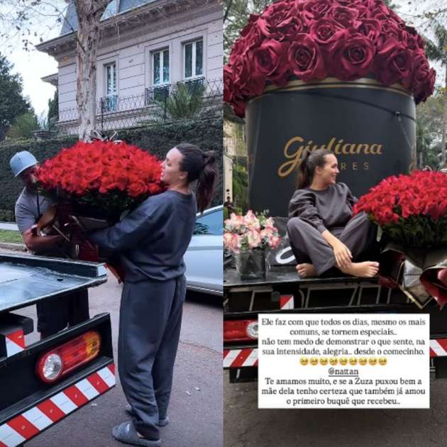 Rafa Kalimann é surpreendida por Nattan com buquê gigante de R$ 2 mil - É Hit