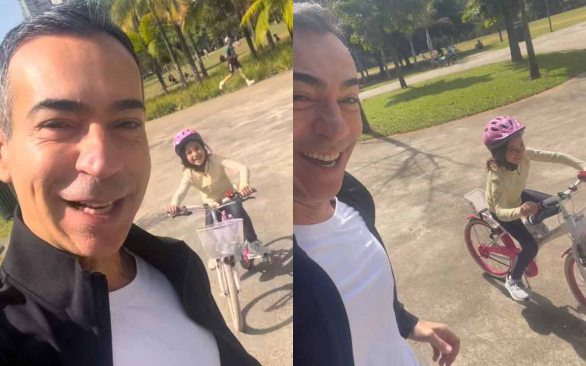 César Tralli celebra conquista da filha Manuella: 'Pensa num pai feliz!' | Celebridades