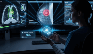 O estudo mostra que, se a tecnologia for usada de forma híbrida, combinando análises da máquina com a de radiologistas, é possível reduzir em até 40% a carga de trabalho humano sem comprometer a detecção de tumores -  (crédito: Whisk/Google Labs/com base nos dados do artigo científico)