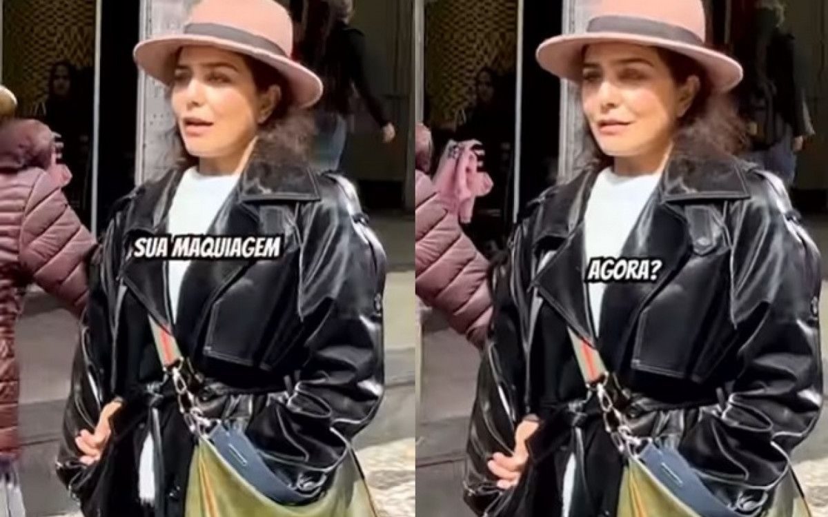Influenciador oferece dinheiro para Leticia Sabatella tirar maquiagem na rua | Celebridades