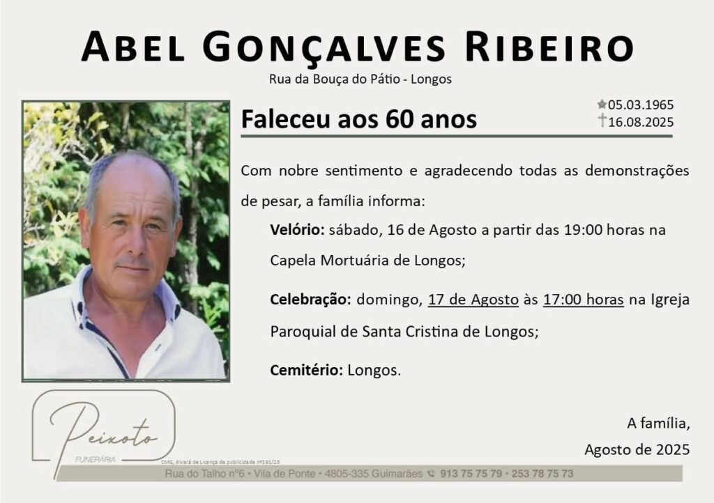 Santuário do sameiro de luto pela morte de abel ribeiro