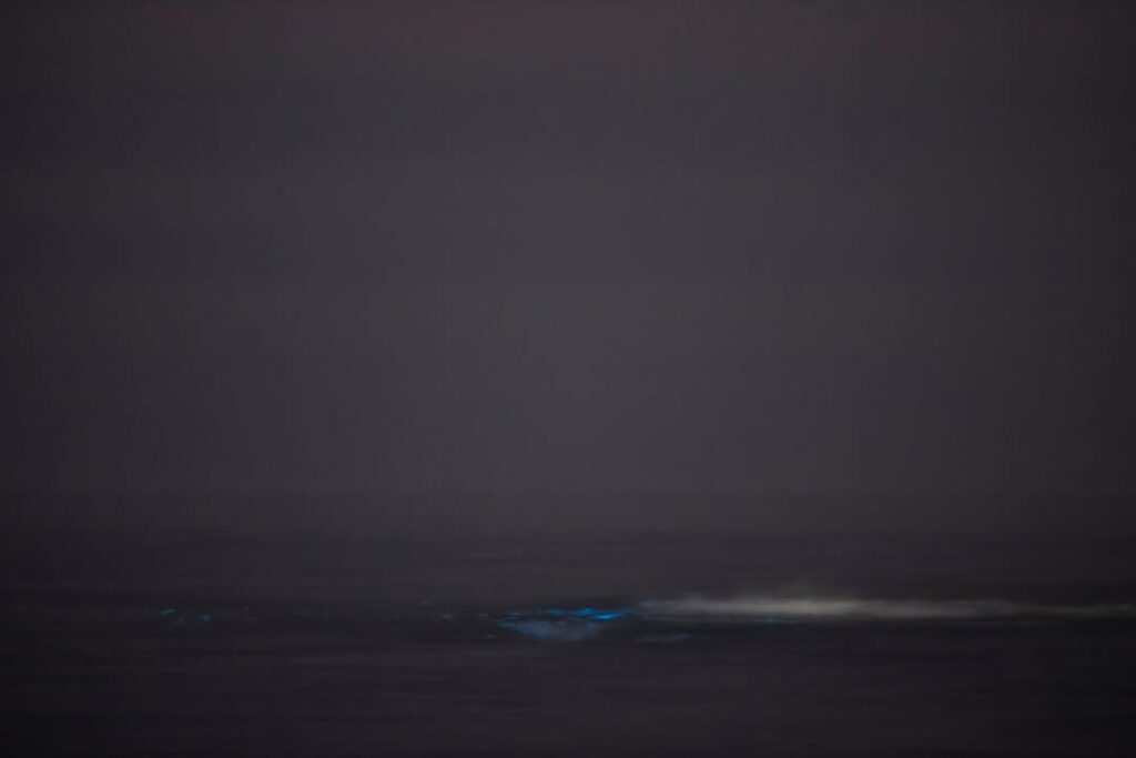 Mar de vila do conde com ondas azuis fluorescentes