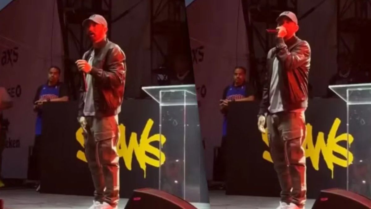 Eminem se irrita com interrupção em discurso sobre seu doc