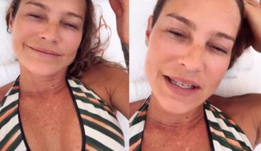 De férias, Luana Piovani se refresca em banho de piscina em Roma