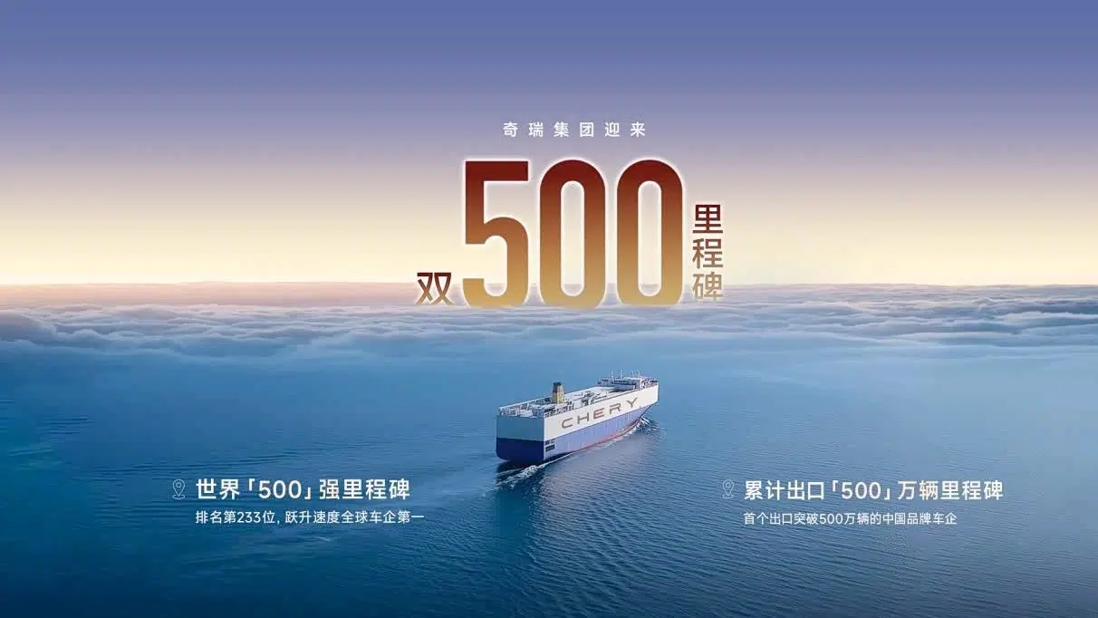 infografia da Chery a mencionar número de carros exportados da China